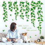 DECOWALL DS8-8046 Ivy Vines Wall Decals Stickers Kids Peel and Stick Removable Nursery Room Hanging Living Bedroom décor Green Leaves murals Leaf Art Door Flower Lambs Plants Tropical Grass