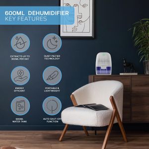 MONHOUSE Portable Dehumidifier 600ml – Compact Moisture Absorber