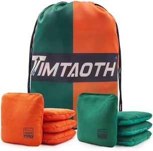 Timtaoth Dual Sided Corn Hole Bags Professional Cornhole Bags Set of 8 Regulation Size Weight Pro Corn Hole Bean Bags Slick and Stick (Dark Green&Orange)