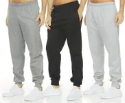 DARESAY Mens 3 Pack Dry Fit Fleece Athletic Workout Jogger Sweatpants for Men with Pockets and Drawstring Size S-3XL