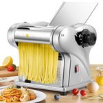 CGOLDENWALL Electric Pasta Machine Fresh Stainless Steel Pasta Maker with 2 Blades of 1.5mm Round, 4mm Flat, 9 Adjustable Thickness Settings for Noodles/Dumpling/Spaghetti/Ravioli