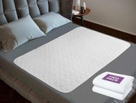x2 Incontinence Bed Pads - Extra Heavy Absorbency Washable Incontinence Bed sheet, Non slip Expertly Crafted Soft Cotton Waterproof Mattress Protector, Bed wetting Mat, Double size absorbs 2L, Lynmark