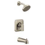 Moen Genta LX Brushed Nickel Pressure Balancing Eco-Performance Modern Shower Trim Including Showerhead, Shower Handle, and Tub Spout (Posi-Temp Valve Required), T2473EPBN