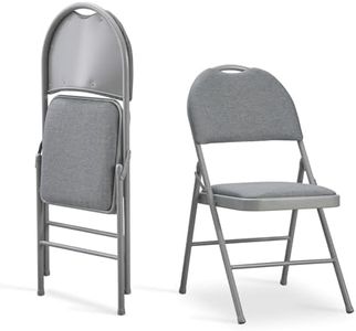 KAIHAOWIN High Back Folding Chairs Set of 2 Padded Foldable Comfortable Chairs with Extended Backrest and Handle Hole for Indoor Easy to Carry-Gray