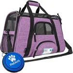 PetAmi Premium Airline Approved Soft-Sided Pet Travel Carrier | Ventilated, Comfortable Design with Safety Features | Ideal for Small to Medium Sized Cats, Dogs, and Pets (Large, Heather Purple)