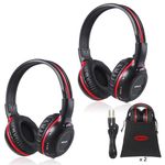 SIMOLIO Infrared Headphones, 2 Pack IR Headphones for Car DVD Player, Wireless 2 Channel Car Headphone Kids for Universal Rear Entertainment System & in Car TV Video Audio Listening, Foldable, Durable