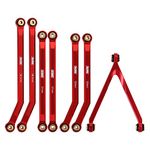 INJORA CNC Aluminum Links High Clearance Chassis Links Set for 1/24 RC Crawler LWB 133.7mm Axial SCX24 AXI00001 C10 AXI00002 JLU（Red）