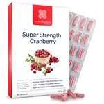 Healthspan Super Strength Cranberry (60 capsules) | for immune health and wellbeing | Equivalent to 25000 mg whole fresh cranberries | Highly concentrated formulation | Added vitamin C | Vegan