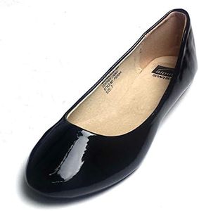 Alpine Swiss Womens Black Faux Patent Leather Pierina Ballet Flats 6 M US