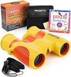 Childrens Binoculars - Girls or Boys Real Kids Binoculars in Vibrant Yellow and Orange - for ages 3 to 14 - includes Sticker Book of 40 Birds with Species Names