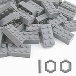 Webrick Classic Building Bricks 100 Pieces 2X4 Light Gray (Medium Stone Grey), Classic Brick Block Parts And Pieces 3001, Compatible With Lego, Age 6+ Creative Building Block Toys For Kids