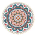 Terafeels Washable Rugs Bohemian Floral Medallion Round Rug 3 Ft Orange & Green Bedroom Round Area Rug Entryway Mat Soft Machine Washable Non Slip Nursery Carpet for Dining Room Coffee 90cm, 306090