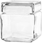 Anchor Hocking 85587R 1 Quart Stackable Square Clear Glass Storage Jar (Case of 4)