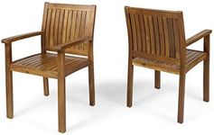 Christopher Knight Home Teague Outdoor Acacia Wood Dining Chairs (Set of 2), Teak Finish