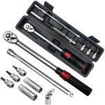 FireBee 3/8-Inch Drive Click Torque Wrench, 10-60 N.m, 8PCS Magnetic Torque Wrench Set with Spark Plug Sockets, Includes Extension Bar, Torx for Vehicle Maintenance