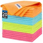 HOMERHYME Microfiber Cleaning Cloth - 20 Pack Cleaning Towels, 12" x 12" Microfiber Towels, Lint Free Cleaning Rags, Non-Abrasive Dusting Cloth, Shop Towels for Automotive Car House Office