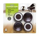 Slipstick CB605 Furniture Wheel Caster Cups / Floor Protectors with Non Skid Rubber Grip (Set of 4 Grippers) 45mm (1-3/4") Chocolate Brown (packaging may vary)