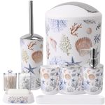 Bathroom Accessories Set Complete 9 Piece Bathroom Sets with Toothbrush Holder,Toothbrush Cup,Lotion Soap Dispenser,Soap Dish,Toilet Brush,Trash Can,Qtip Holder