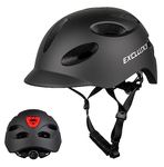 Exclusky Bike Helmet with Rechargeable USB Light, Urban Bicycle Commuter Helmet Men Adult Cycle Helmet Women 54-58cm/58-62cm (black)