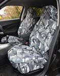 Heavy Duty Waterproof Front Pair Car Van Seat Covers - Grey Camouflage - 2 x Fronts