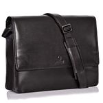 DONBOLSO Messenger Bag Barcelona I Handcrafted Leather Laptop Shoulder Bag for Men & Women I Briefcase for Office, Travel, Uni, Business I Vintage Black