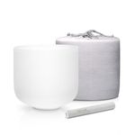 TOPFUND D Note Crystal Singing Bowl Sacral Chakra 8 Inch with Bundle Case and Suede Mallet