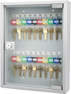 Barska CB12952 Key Lock 20 Position Key Cabinet with Glass Door Grey