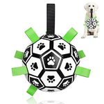 CHUKCHI Dog Toys Soccer Ball with Straps, Interactive Dog Toys for Tug of War,Puppy Birthday Gifts,Dog Water Toy,Dog Tug Toy,Durable Dog Balls for Small Medium & Large Dogs（8 inch）