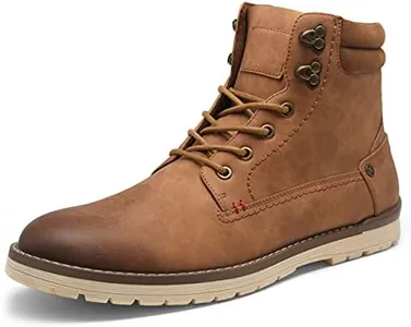 Vostey Men's Boots Casual Boots for Men Side Zipper Motorcycle Chukka Boots Mens Retro Outdoor Hiking Boots (BMY8071 Yellow Brown 15)
