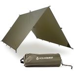 Aqua Quest Guide Tarp - 100% Waterproof Ultralight RipStop SilNylon Backpacking Rain Fly - (Olive Drab, 3 x 2)
