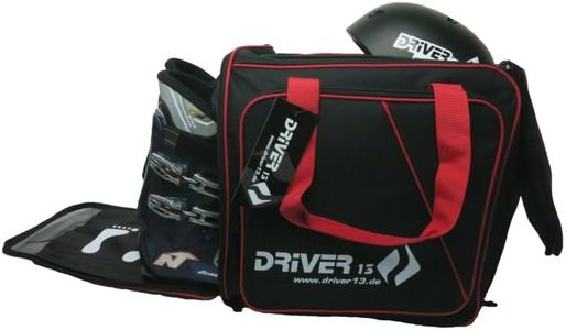 Driver13 ® Mochila para Botas de esquí con Compartimento para Casco + Mochila para Botas de esquí con Compartimento para Casco Duro + Botas de Snowboard + Inliner + Bolsa para Botas Negro-Rojo