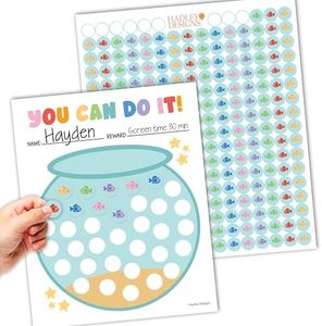 Hadley Designs Sticker Chart for Kids Behavior at Home – Reward System for Toddlers, Star Incentive Tracker for Toddlers, Chart for Kids Behavior, Classroom Fish Tank Incentive Charts