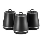 Tower T826176BLK Renaissance Set of 3 Storage Canisters for Coffee/Sugar/Tea, 1.5L, Black