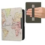 kwmobile Case Compatible with Kobo Clara BW/Colour Case - PU Cover w/Strap - Travel Black/Multicolor