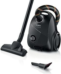 Bosch Staubsauger mit Beutel Serie 2 BGDS2CHAMP, Bodenstaubsauger, nachhaltig, aus Recyclingmaterial, Hygiene-Filter, 10 Jahre Motorgarantie, kompakt, leistungsstark, Made in Germany, 600 W, schwarz