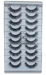 GOURI COSMETICS™ 3D FALSE EYELASHES - False Eyelashes for Women - (10 Pair Pack: GC211)