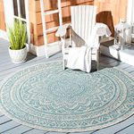 SAFAVIEH Courtyard Collection 5'3' Round Light Grey/Aqua CY8734 Indoor/Outdoor Patio Backyard Mudroom Area Rug