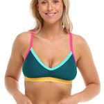 Body Glove Women's Standard Drew D, Dd, E, F Cup Bikini Top Swimsuit with Adjustable 2-Way Back Detail, Kingfisher Colorblock, F