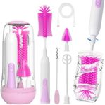 Electric Baby Bottle Brush Set, Portable Electric Bottle Brush Cleaner with Replaceable Silicone Bottle Brushes,Nipple and Straw Brush, Travel Bottle Brush Set with Drainage Rack and Storage Box