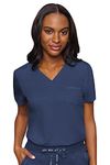 Med Couture Touch Women’s Chest Pocket Tuck in Top, Navy, Large