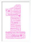 Personalised Birthday Gifts - 1st Birthday Gifts for her Keepsake - Word Art Personalised Gift Print Any Age - Unique Presents - Gifts for 1 Year Old Girls or Boys Son Daughter Sister Brother