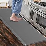 Carvapet Non Slip Kitchen Mat Anti Fatigue Standing Mats Cushioned Comfort Kitchen Floor Mats PVC Waterproof Runner Rug for Standing Desk, Kitchen, Office (Grey,44x152cm)