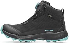 Icebug Womens Stavre BUGrip GTX Hiking Boot with Carbide Studded Traction Sole, Black/Jade Mist, 10