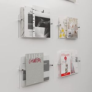 lukar Acrylic Magazine Holder Brochure Holder 4 Pack, Clear Acrylic Magazine Organizer Wall Mount, Record Holder for Office, Church, Waiting Room, Coffee Shop
