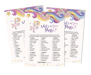 Inkdotpot 50 What's in Your Purse Baby Shower Game Cards Unicorn Gender Neutral Activity Cards Party Idea Baby Shower Party Supply