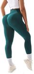 YUKANNA Seamless Butt Lifting Leggings for Women High Waisted Gym Yoga Trousers Sports Workout Scrunch Booty（Green，Medium