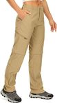 Womens Hiking Convertible Pants Zip Off Lightweight Quick Dry Outdoor Fishing Safari Waterproof Travel Camping Pants,2192,Khaki,30/US 10