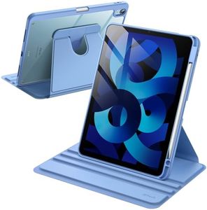 JETech Rotating Case for iPad Air 11-Inch M2 (2024), iPad Air 5/4 (2022/2020 5th/4th Generation 10.9-Inch), 360 Degree Rotation Protective Stand Cover Clear Back, Auto Wake/Sleep (Sky Blue)