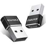 Sounce USB C Female to USB Male Adapter [Aluminum Shell, High Stability] Type C to USB A Converter Compatible with iPhone 13 Pro Max Apple Watch Series 7 AirPods 3 CarPlay, etc. Black