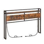 HOOBRO Queen Headboard Only, Headboard with 2 Outlets and 4 USB Ports, Storage Rack, Metal Frame, Industrial Style, Sturdy and Stable, Easy Assembly, Rustic Brown and Black BF53UBH01